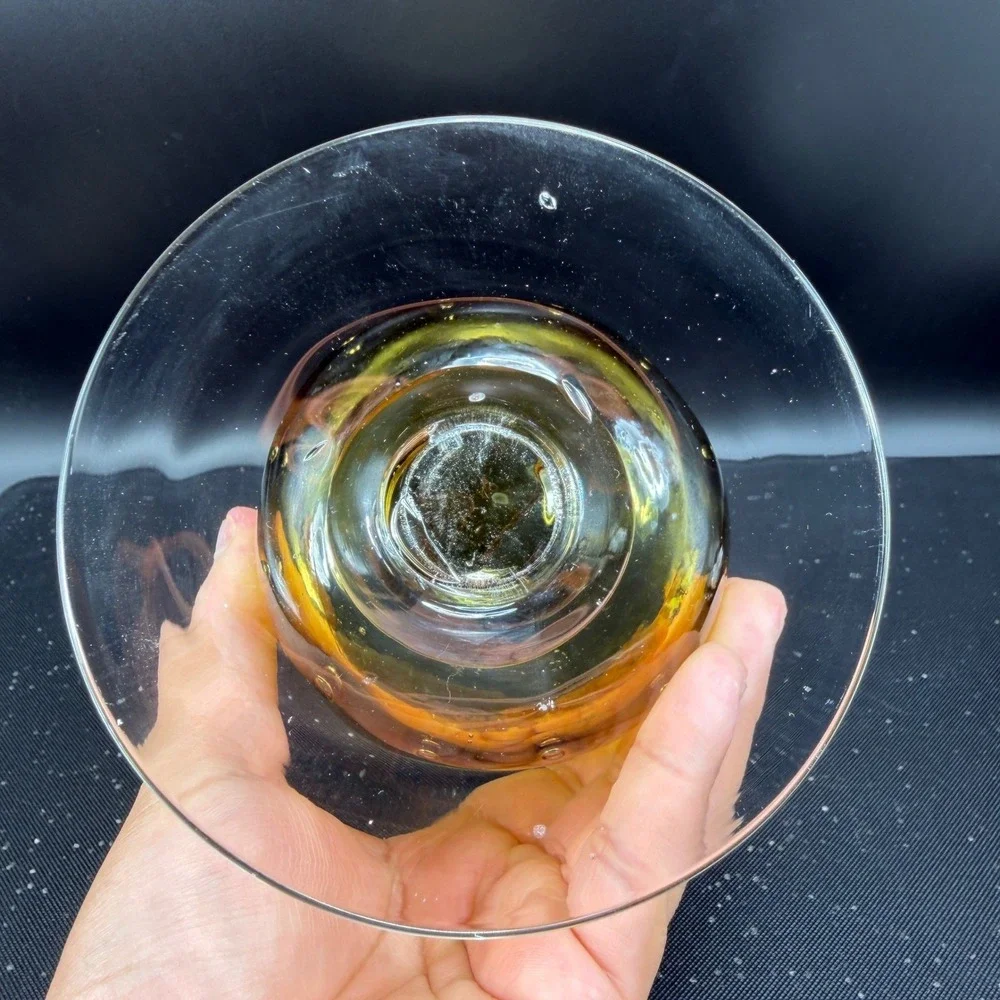 Venetian‎ Italian Glass Amber Controlled Bubble Vase Footed Pedestal Bullicante